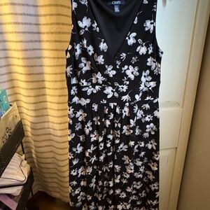 Chaps Black and White Floral Dress